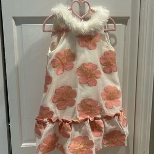 Janie and Jack fur collar beautiful dress size 4